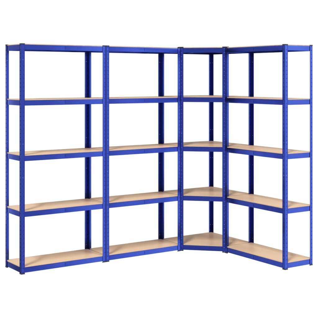 VidaXL Opbergrek 5-laags 4 st staal bewerkt hout blauw