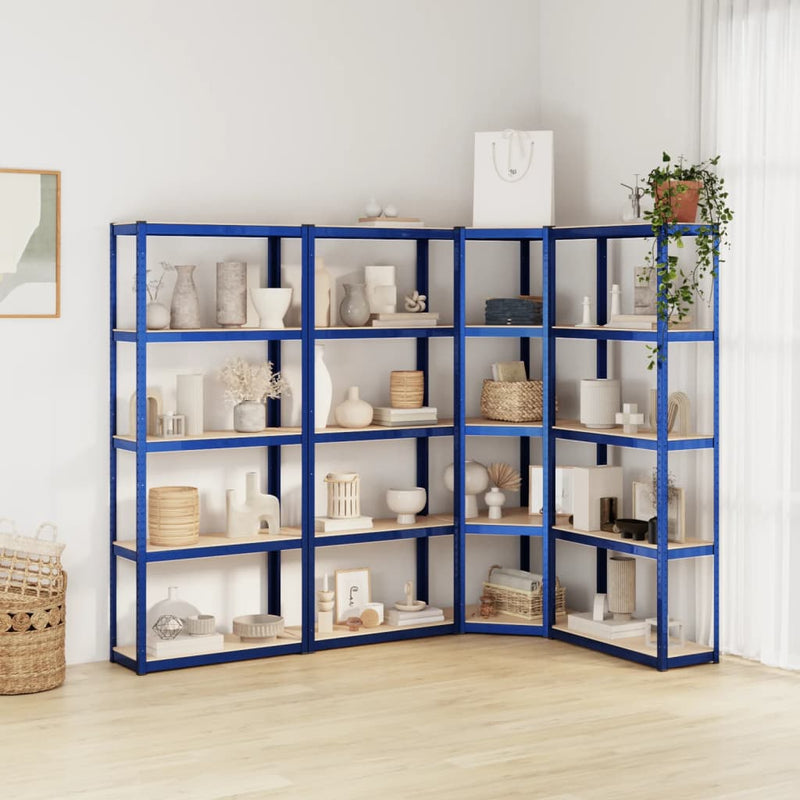 VidaXL Opbergrek 5-laags 4 st staal bewerkt hout blauw