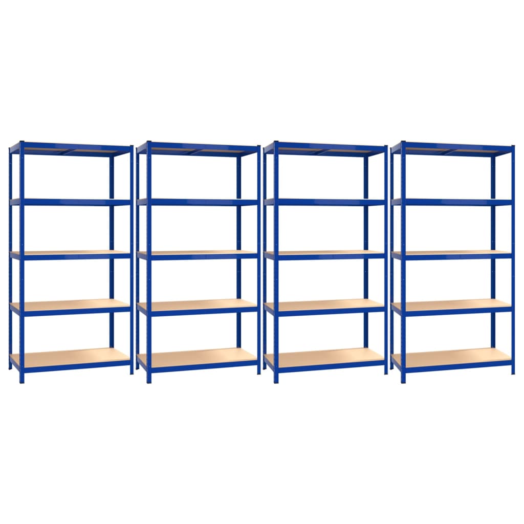 VidaXL Opbergrek 5-laags 4 st staal bewerkt hout blauw
