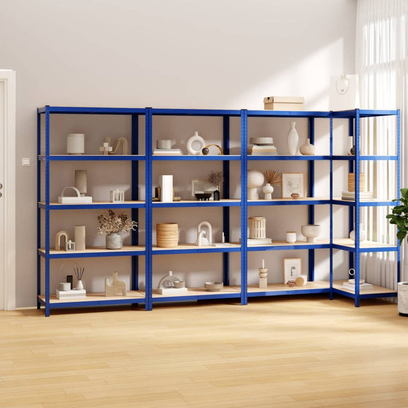VidaXL Opbergrek 5-laags 4 st staal bewerkt hout blauw