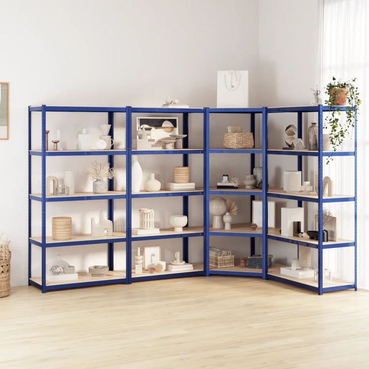 VidaXL Opbergrek 5-laags 4 st staal bewerkt hout blauw