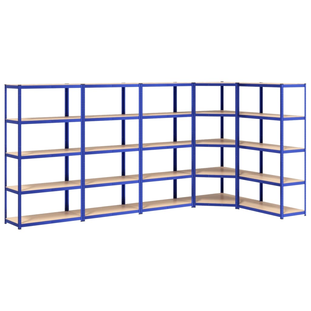 VidaXL Opbergrek 5-laags 5 st staal bewerkt hout blauw