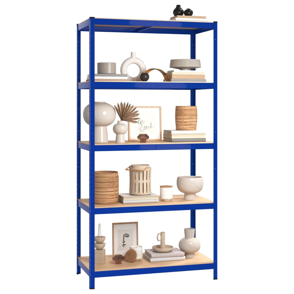 VidaXL Opbergrek 5-laags 5 st staal bewerkt hout blauw