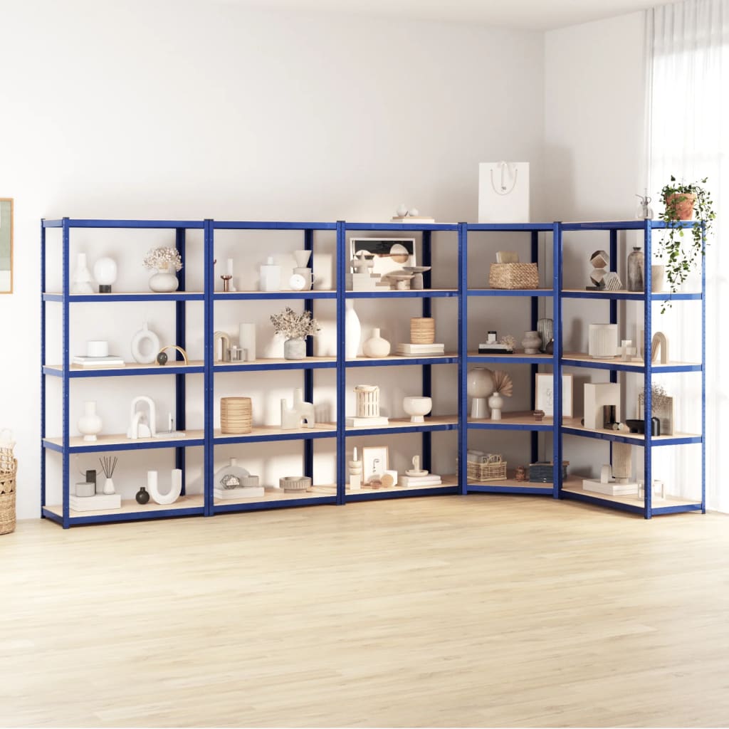 VidaXL Opbergrek 5-laags 5 st staal bewerkt hout blauw
