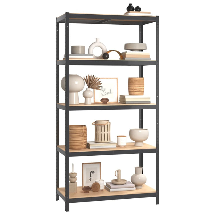 VidaXL Opbergrekkken 5-laags 3 st staal bewerkt hout antracietkleur