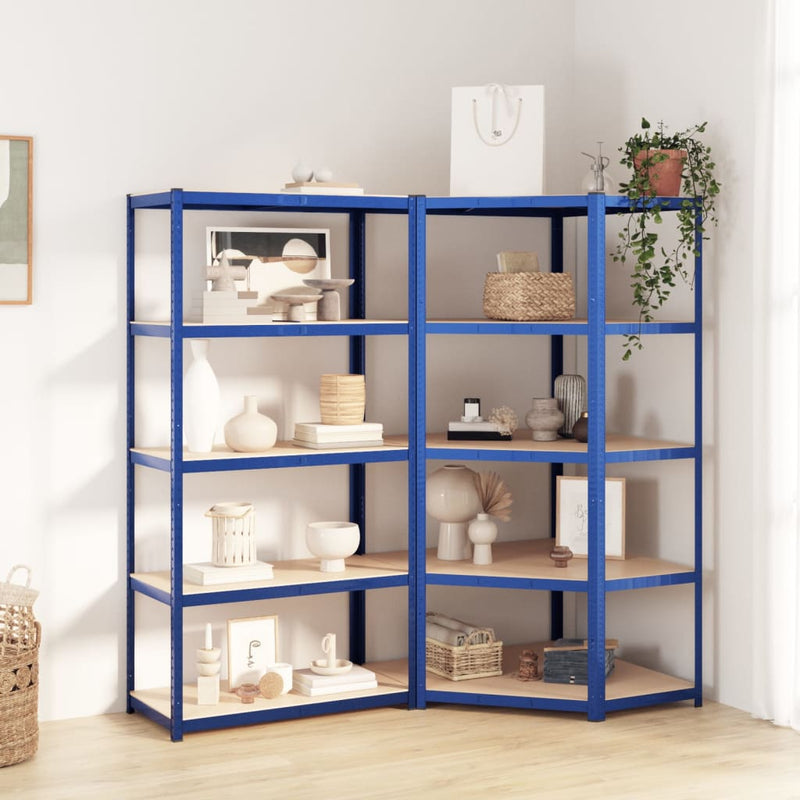 VidaXL Opbergrek 5-laags 2 st staal bewerkt hout blauw