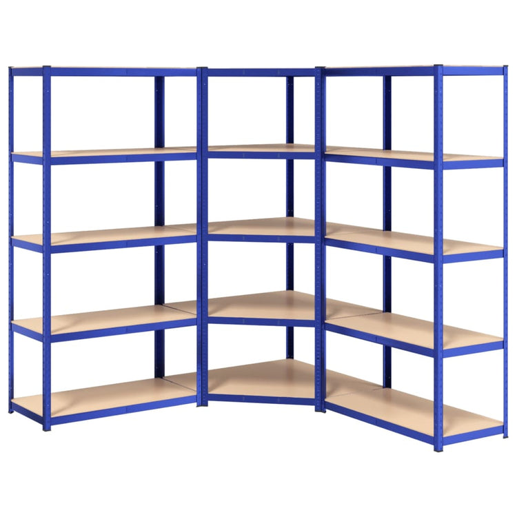 VidaXL Opbergrekken 3 st 5-laags staal en bewerkt hout blauw