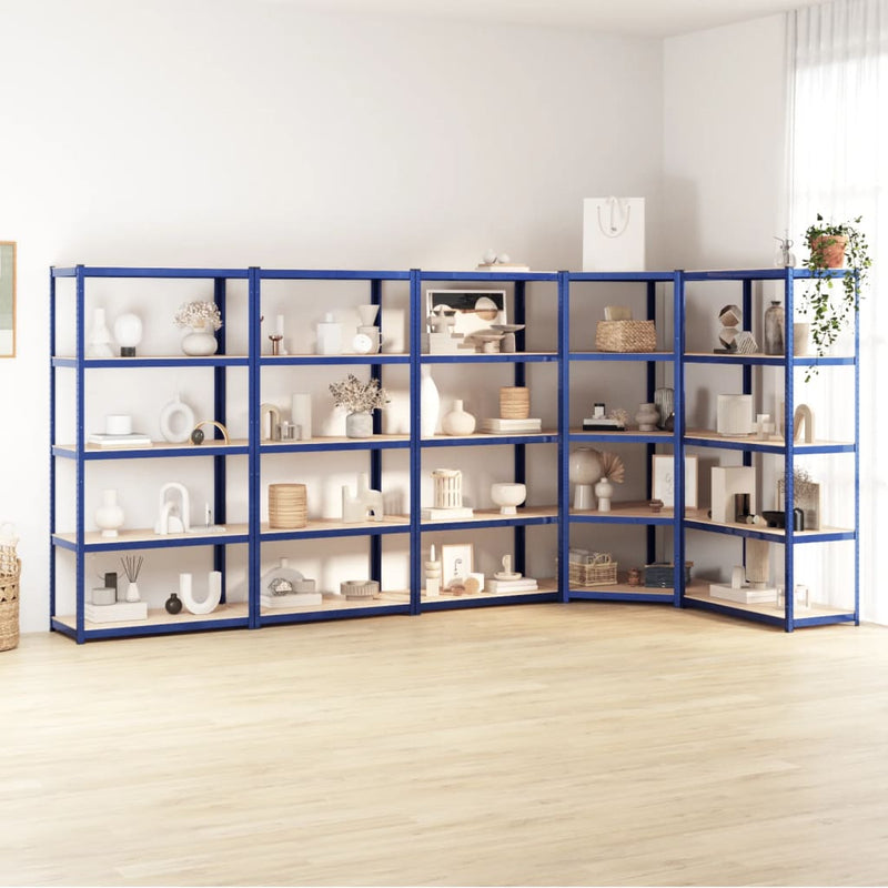 VidaXL Opbergrek 5-laags 5 st staal bewerkt hout blauw