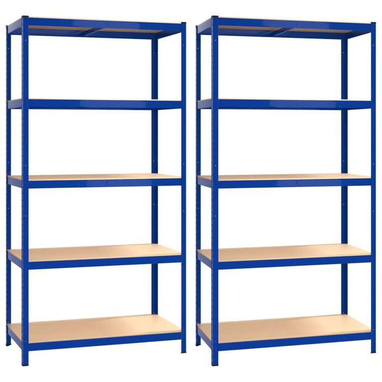 VidaXL Opbergrek 5-laags 2 st staal bewerkt hout blauw