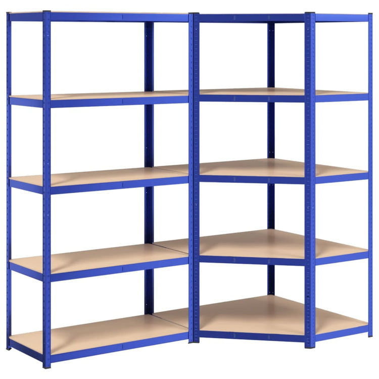 VidaXL Opbergrek 5-laags 2 st staal bewerkt hout blauw