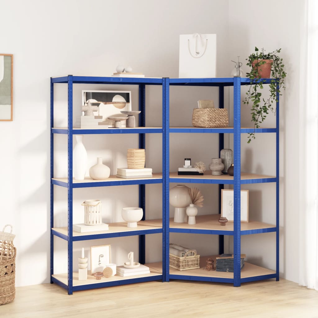 VidaXL Opbergrek 5-laags 2 st staal bewerkt hout blauw