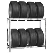 Vidaxl bandenrekken 2-laags 3 st 110x40x110 cm staal zilverkleurig - afbeelding 3