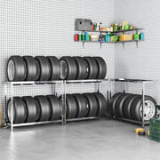Vidaxl bandenrekken 2-laags 3 st 110x40x110 cm staal zilverkleurig - afbeelding 1
