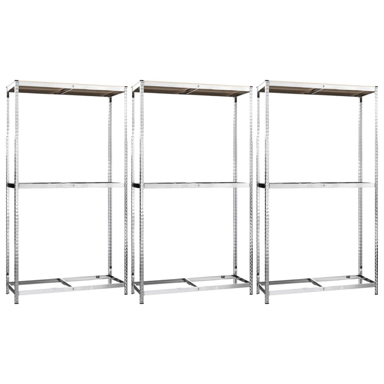 VidaXL Bandenrekken 2-laags 3 st 110x40x180 cm staal zilverkleurig