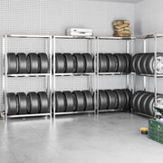 VidaXL Bandenrekken 2-laags 4 st 110x40x180 cm staal zilverkleurig - afbeelding 1