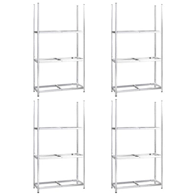 VidaXL Bandenrekken 3-laags 4 st 110x40x200 cm staal zilverkleurig