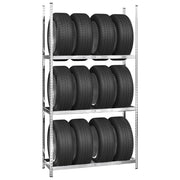 VidaXL Bandenrekken 3-laags 4 st 110x40x200 cm staal zilverkleurig - afbeelding 3
