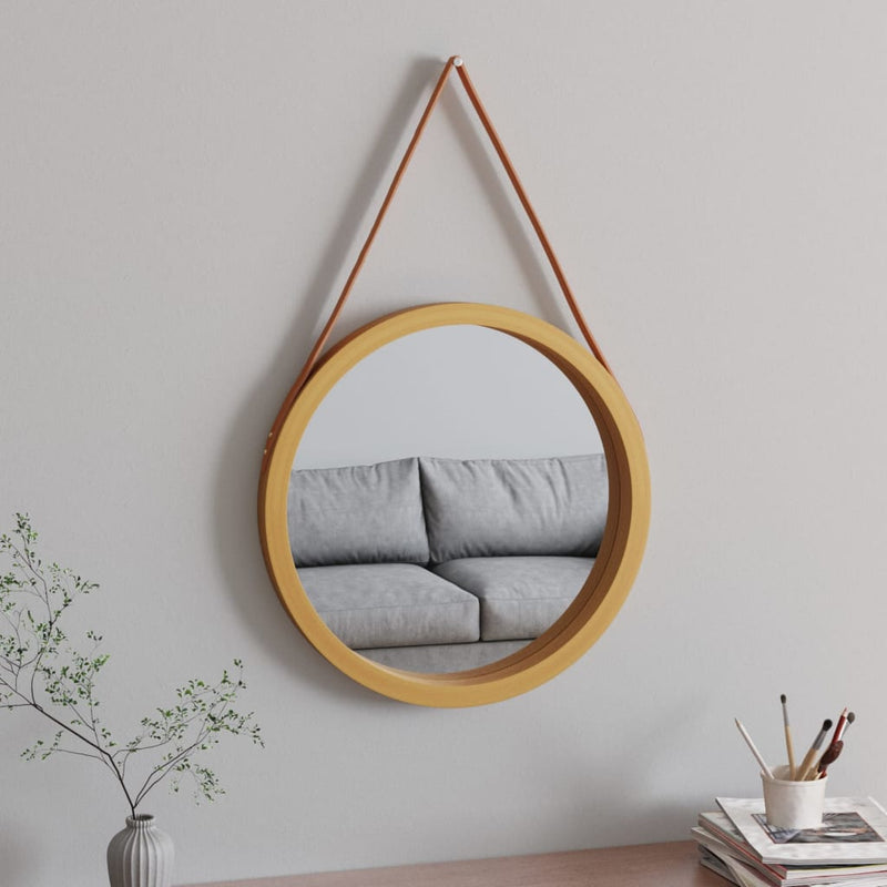 Vidaxl wandspiegel met band ø 55 cm goudkleurig