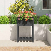 Vidaxl plantenbak met schap 54x34,5x81 cm massief grenenhout grijs - afbeelding 3