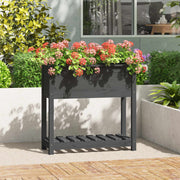 Vidaxl plantenbak met schap 82,5x34,5x81 cm massief grenenhout grijs - afbeelding 1