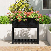 Vidaxl plantenbak met schap 82,5x34,5x81 cm massief grenenhout zwart - afbeelding 3