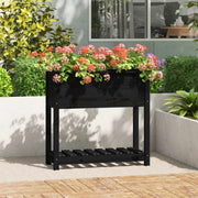Vidaxl plantenbak met schap 82,5x34,5x81 cm massief grenenhout zwart - afbeelding 1