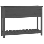 Vidaxl plantenbak met schap 111,5x34,5x81 cm massief grenenhout grijs - afbeelding 2