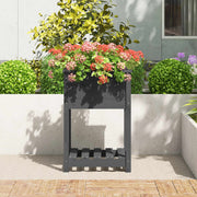 Vidaxl plantenbak met schap 54x54x81 cm massief grenenhout grijs - afbeelding 3