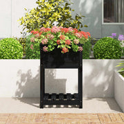 Vidaxl plantenbak met schap 54x54x81 cm massief grenenhout zwart - afbeelding 3