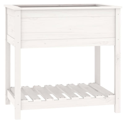 Vidaxl plantenbak met schap 82,5x54x81 cm massief grenenhout wit