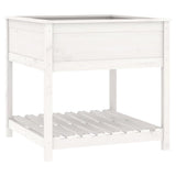 Vidaxl plantenbak met schap 82,5x82,5x81 cm massief grenenhout wit - afbeelding 2