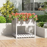 Vidaxl plantenbak met schap 82,5x82,5x81 cm massief grenenhout wit - afbeelding 1