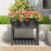 Vidaxl plantenbak met schap 82,5x82,5x81 cm massief grenenhout grijs - afbeelding 3