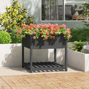 Vidaxl plantenbak met schap 82,5x82,5x81 cm massief grenenhout grijs - afbeelding 1