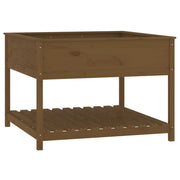 Vidaxl plantenbak met schap 111,5x111,5x81 cm grenenhout honingbruin - afbeelding 2