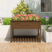 Vidaxl plantenbak met schap 111,5x111,5x81 cm grenenhout honingbruin - afbeelding 3