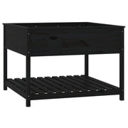 Vidaxl plantenbak met schap 111,5x111,5x81 cm massief grenenhout zwart - afbeelding 2