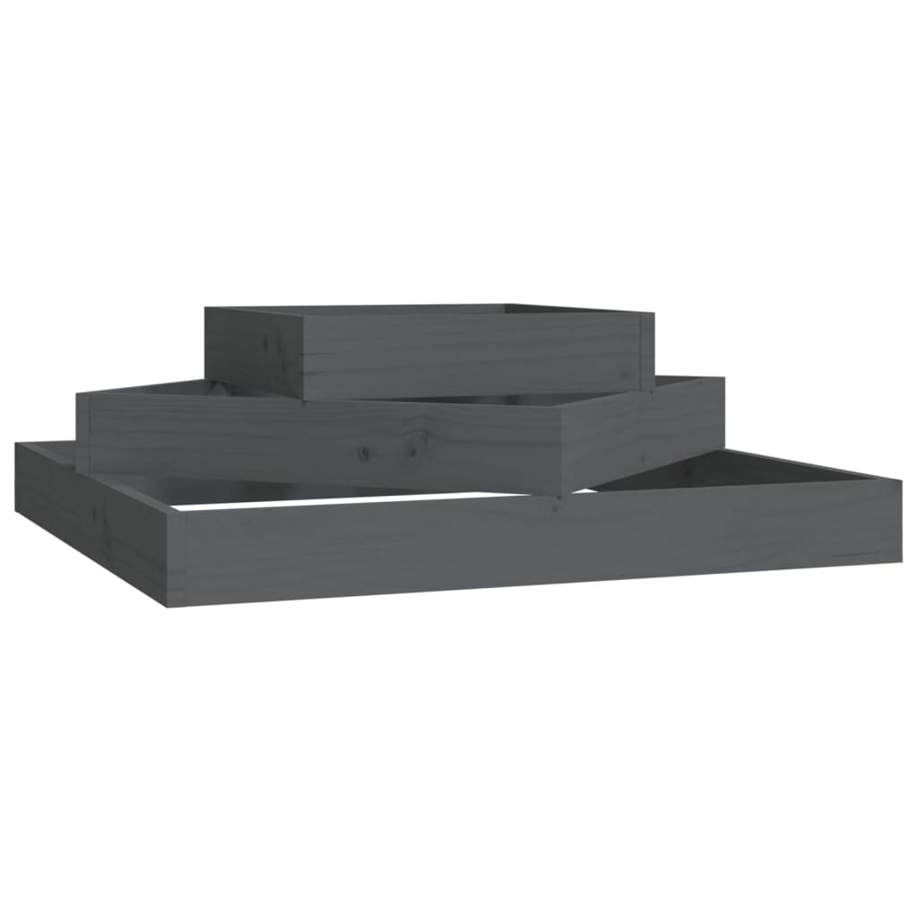 Vidaxl plantenbak 83x83x27 cm massief grenenhout grijs