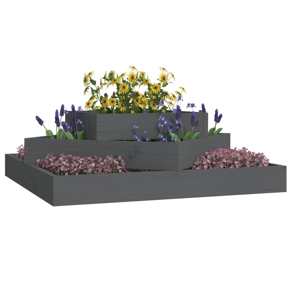 Vidaxl plantenbak 83x83x27 cm massief grenenhout grijs