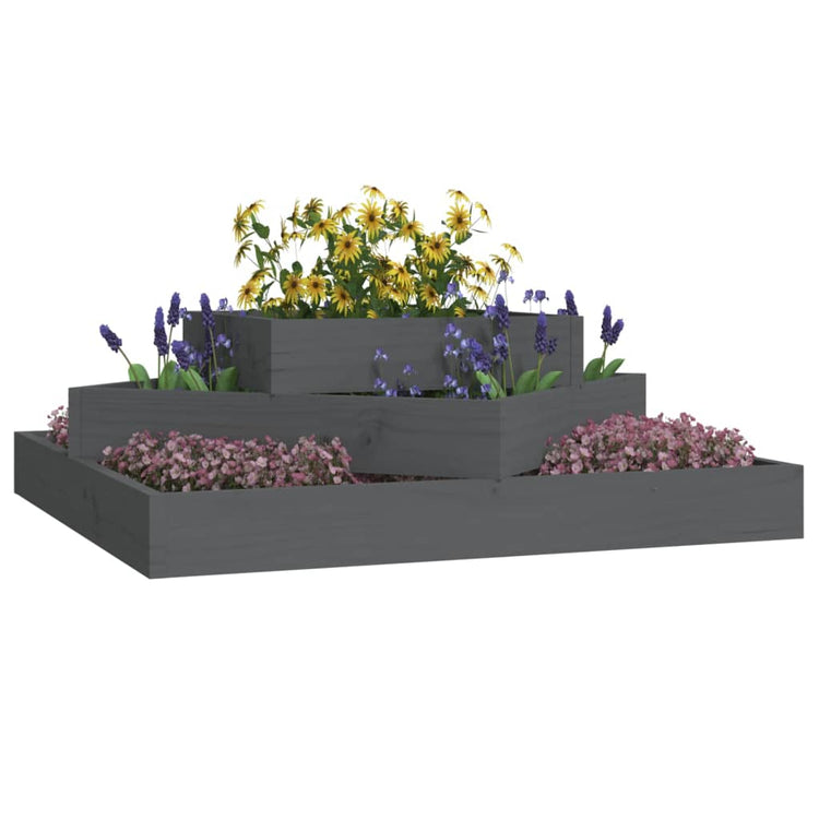 Vidaxl plantenbak 83x83x27 cm massief grenenhout grijs