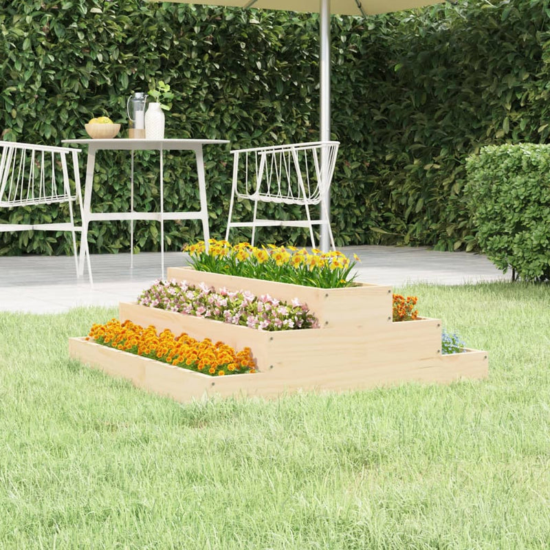 Vidaxl plantenbak 80x80x27 cm massief grenenhout