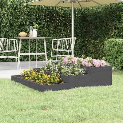 Vidaxl plantenbak 107x107x27 cm massief grenenhout grijs