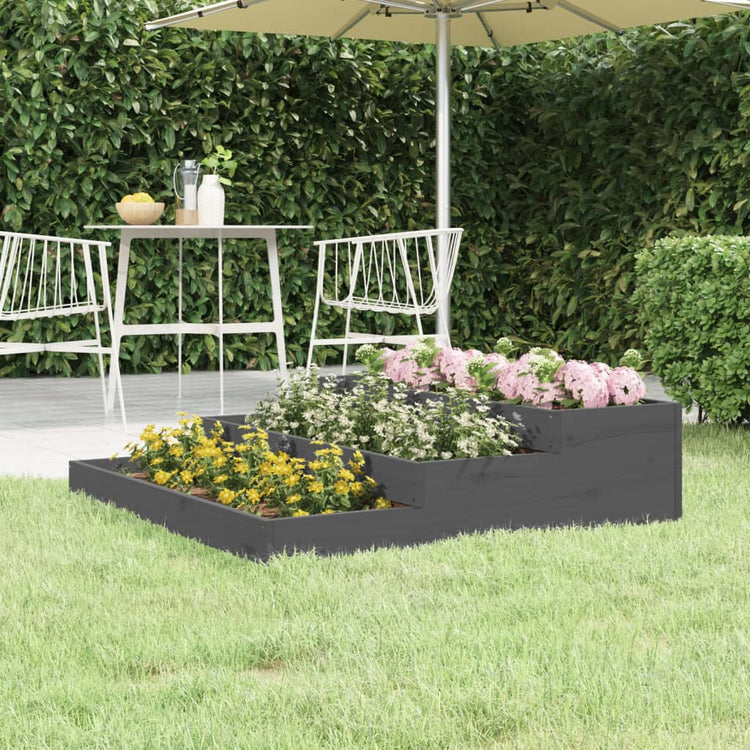 Vidaxl plantenbak 107x107x27 cm massief grenenhout grijs