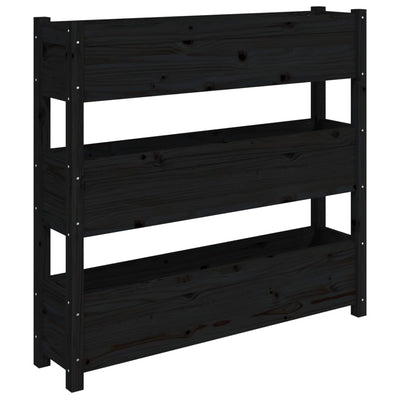 Vidaxl plantenbak 112x25x104,5 cm massief grenenhout zwart