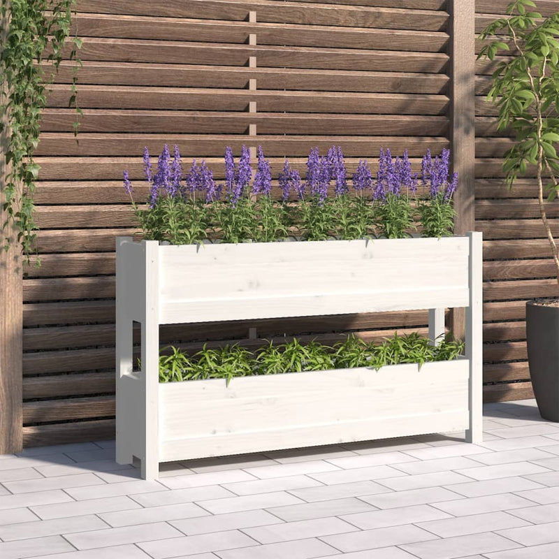 Vidaxl plantenbak 112x25x66 cm massief grenenhout wit