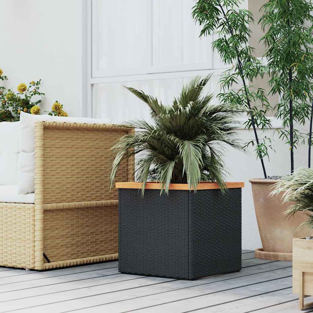 Vidaxl plantenbak 40x40x40 cm poly rattan zwart