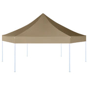 Vidaxl partytent inklapbaar zeshoekig 3,6x3,1 m taupe 220 g m² - afbeelding 1
