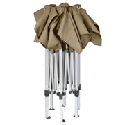 Vidaxl partytent inklapbaar zeshoekig 3,6x3,1 m taupe 220 g m² - afbeelding 3