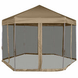 Vidaxl partytent met wanden zeshoekig 3,6x3,1 m taupe 220 g m² - afbeelding 2