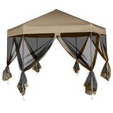 Vidaxl partytent met wanden zeshoekig 3,6x3,1 m taupe 220 g m² - afbeelding 3